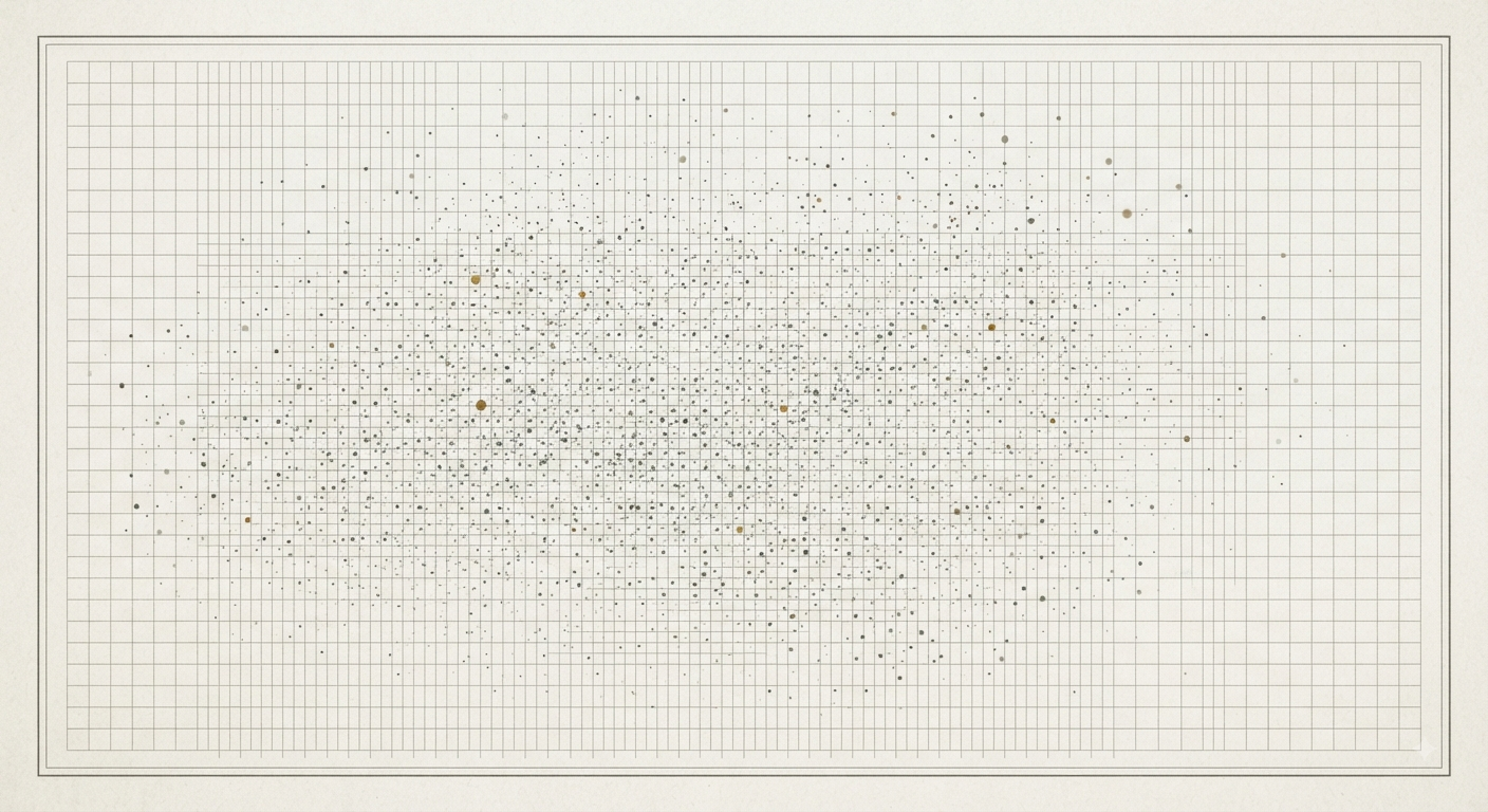 A dense field of data points plotted across a coordinate grid