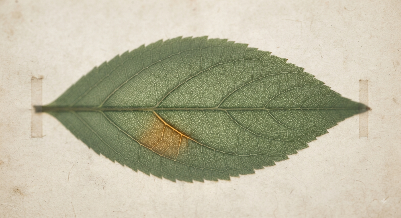 A leaf specimen lit to reveal its full venation structure, the natural coordinate grid of a growing system